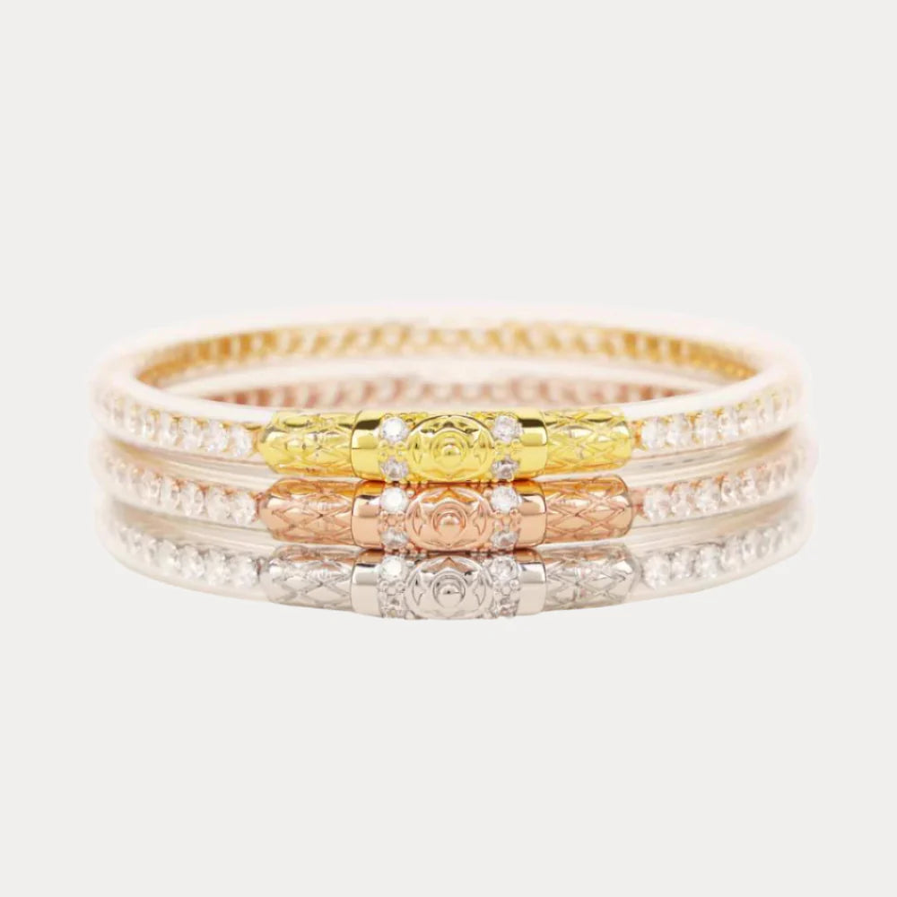 BuDhaGirl / Three Queens All Weather Bangles - Clear Crystal