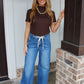 Ruched Neck Top - Brown