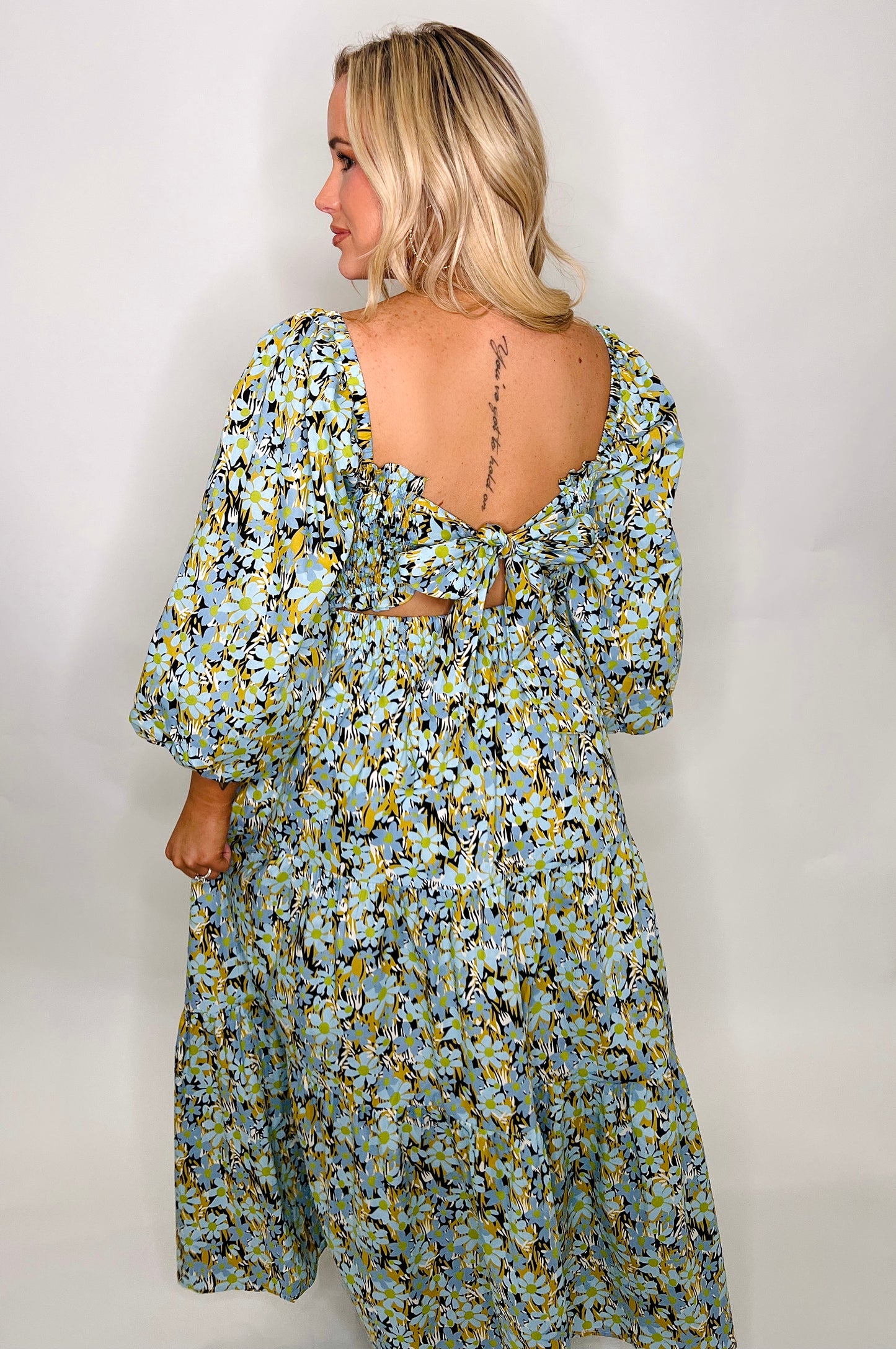 KARLIE / Floral Poplin Smock Tier Maxi Dress