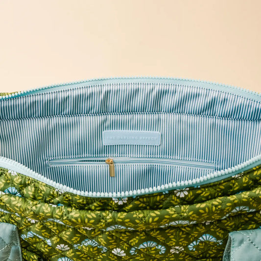 The Everyday Quilted Tote Bag - Everbloom Forest Green