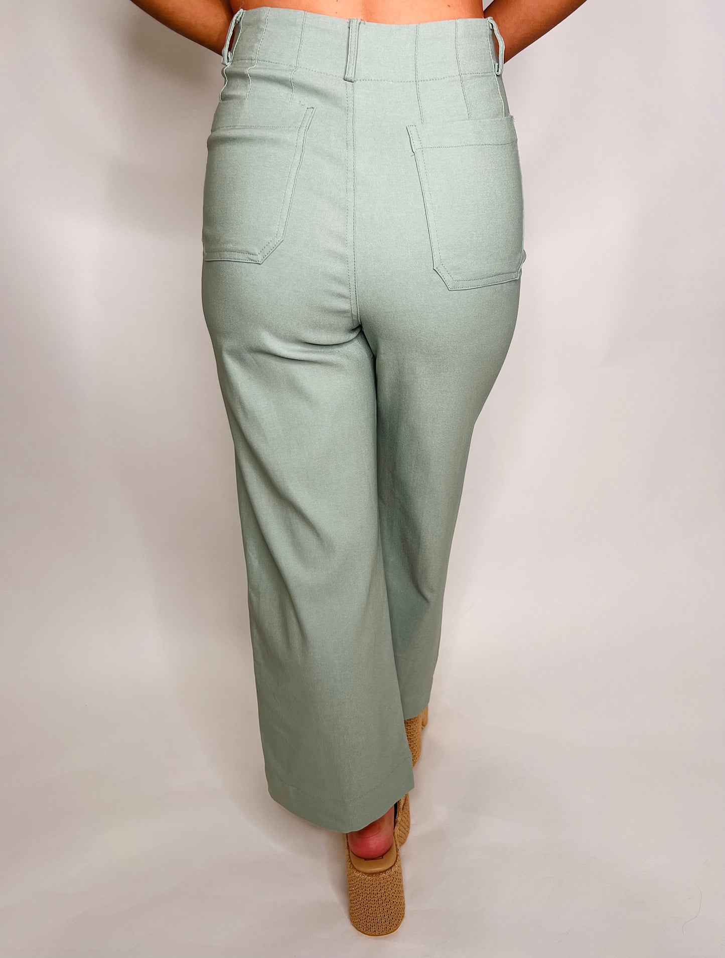 Abby Straight Leg Pants - Sage