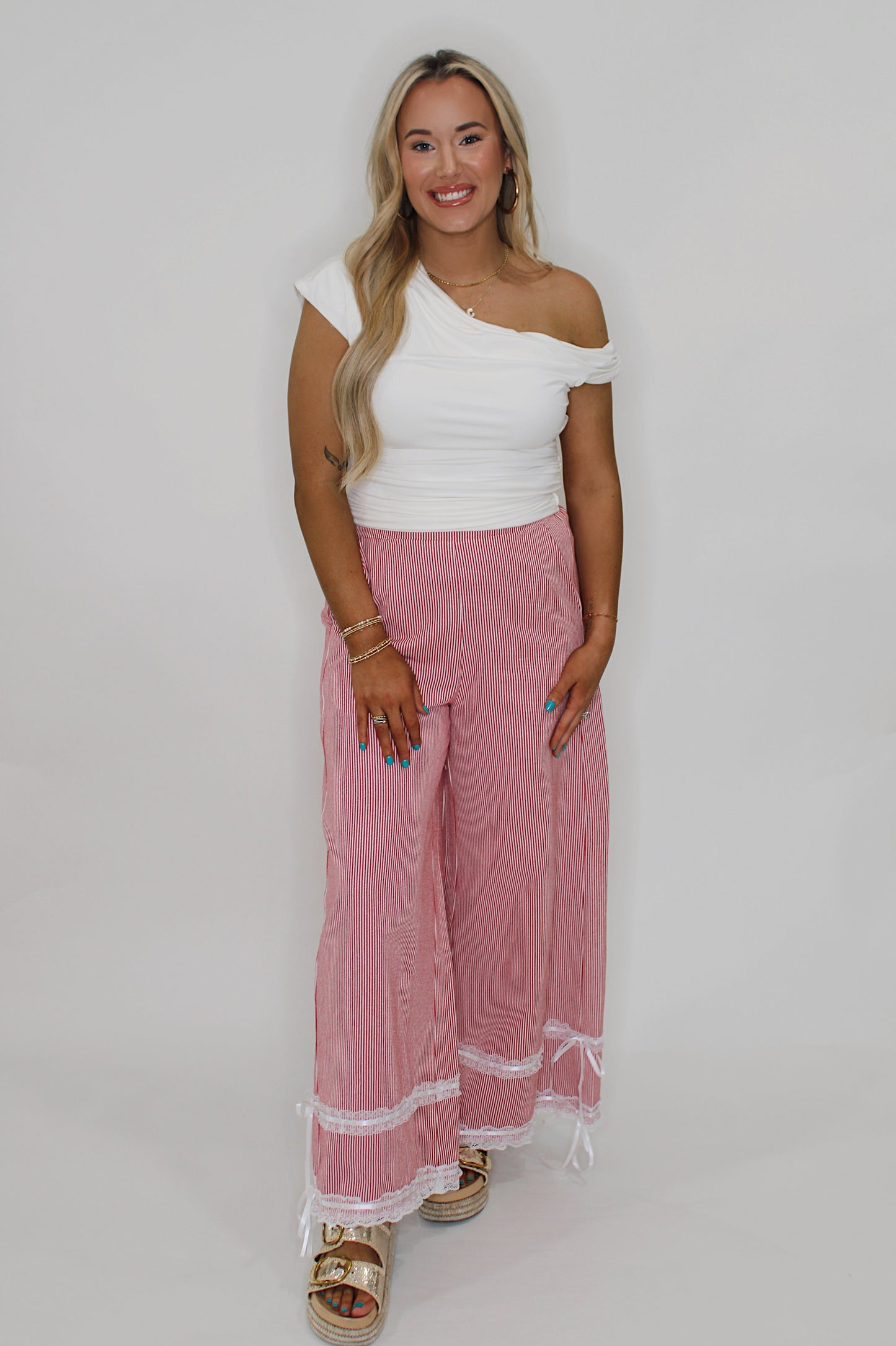 Pinstripe Pant - Red
