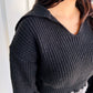 Crop Knit Collar Sweater Top