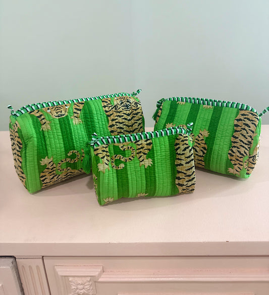Quilted Tiger Toiletry Bags