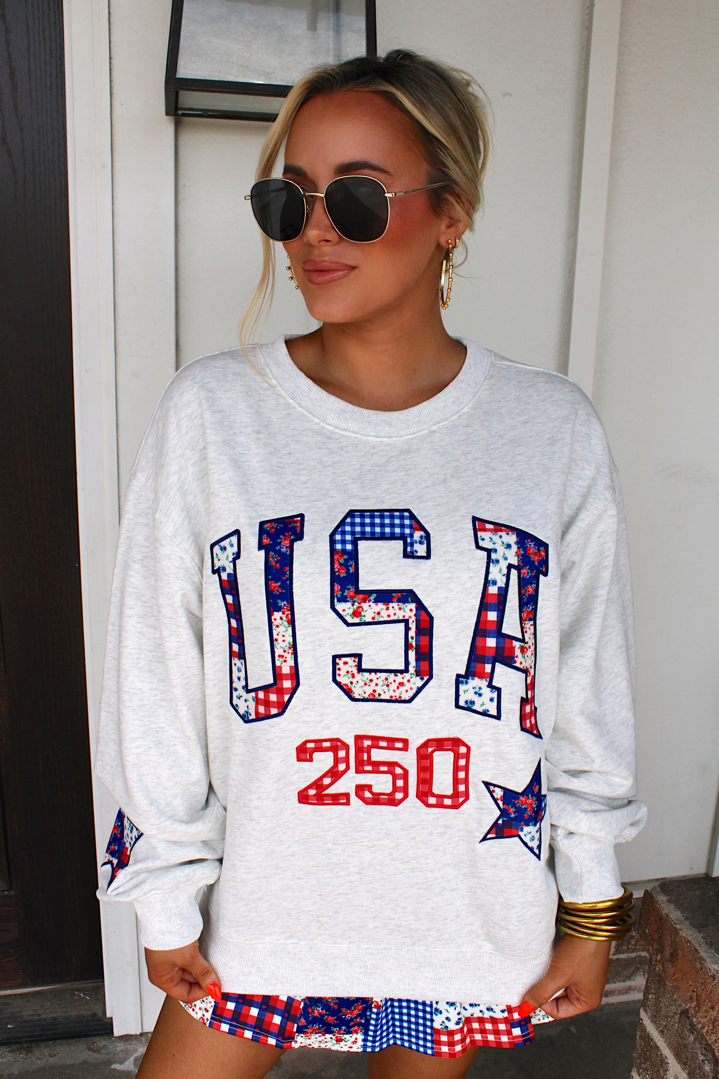 USA Patchwork Crew Neck