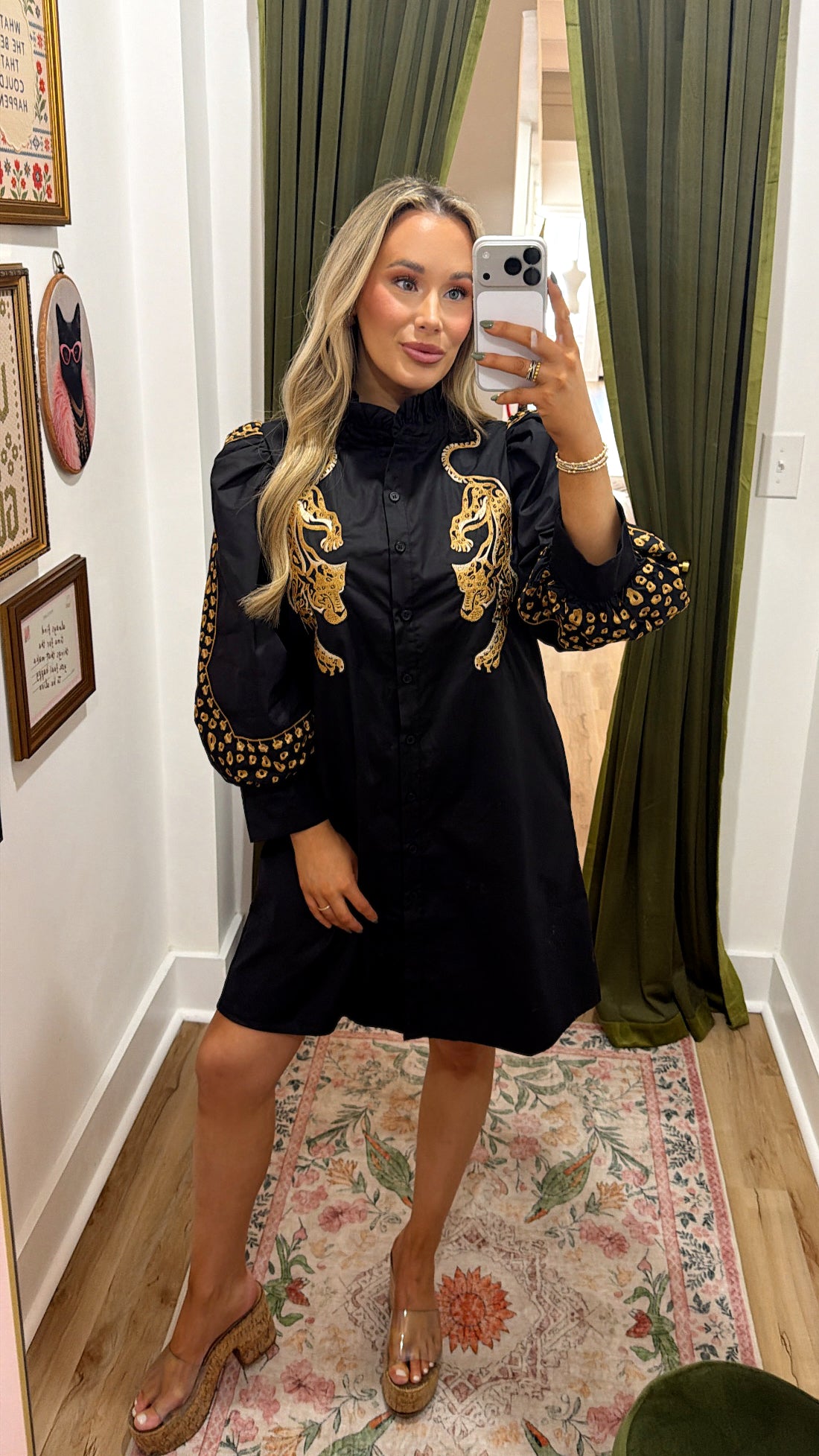 Golden Wild Leopard Embroidered Mini