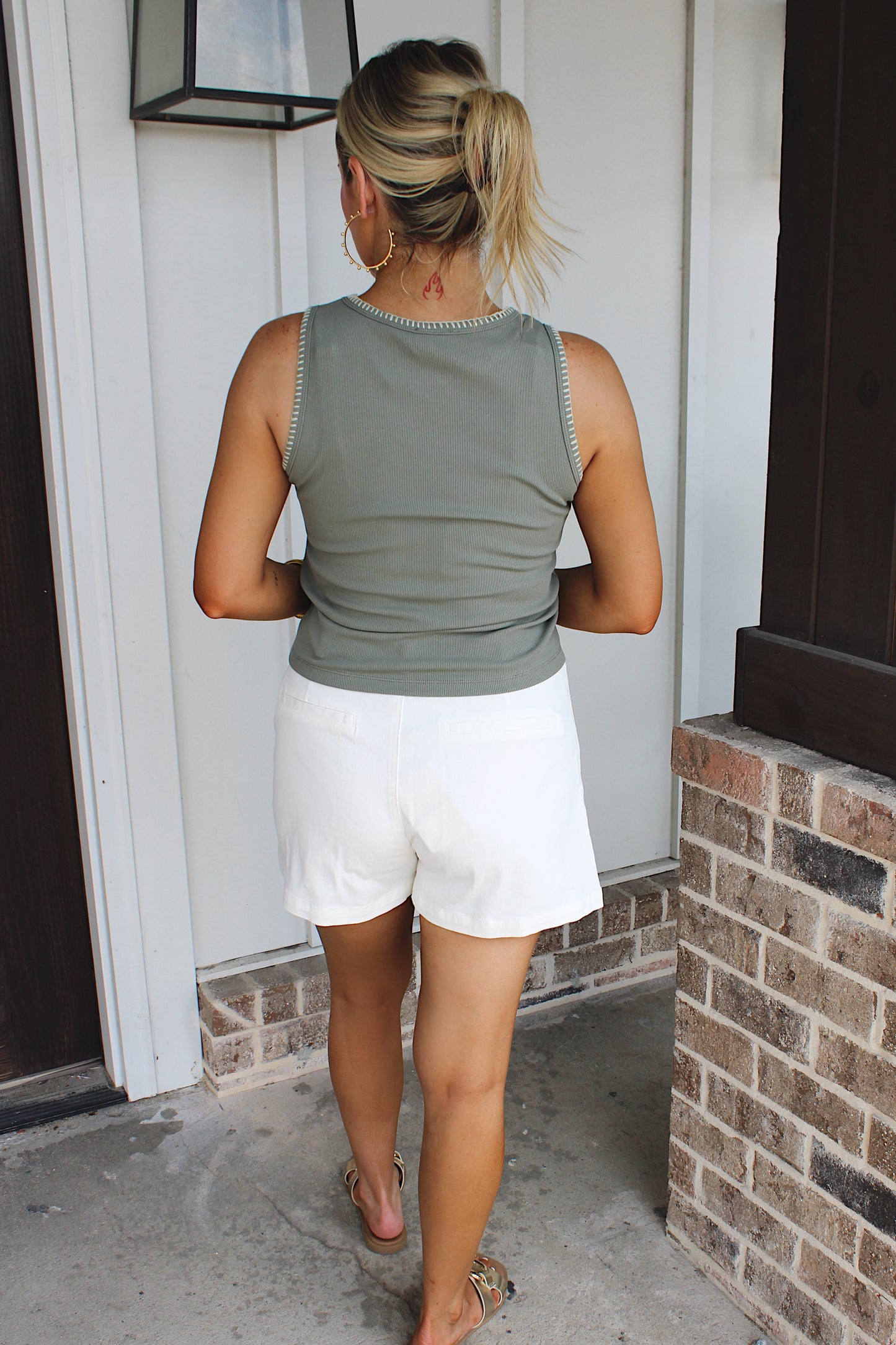 Simple Stitch Tank - Olive