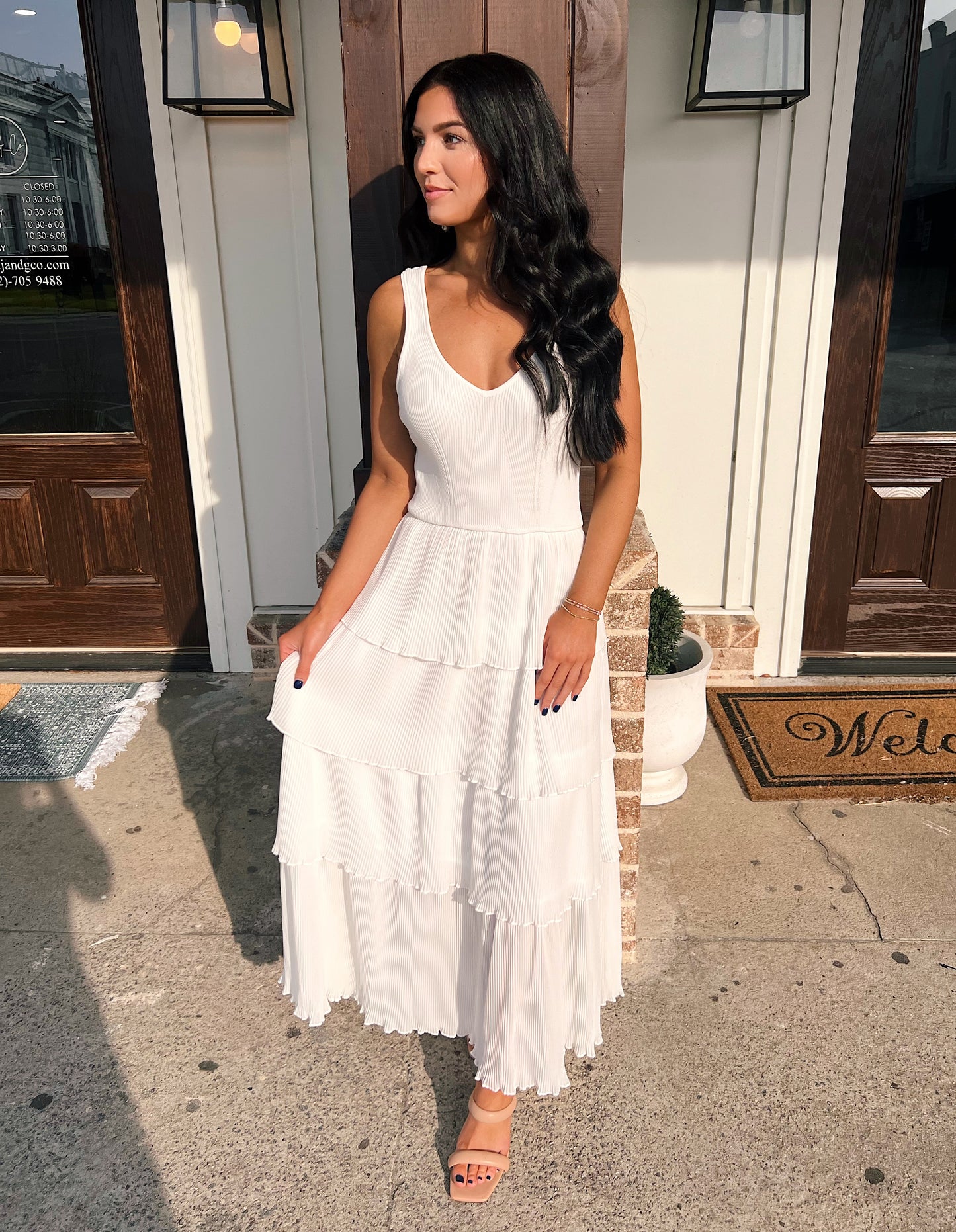 All The Sway White Midi Dress