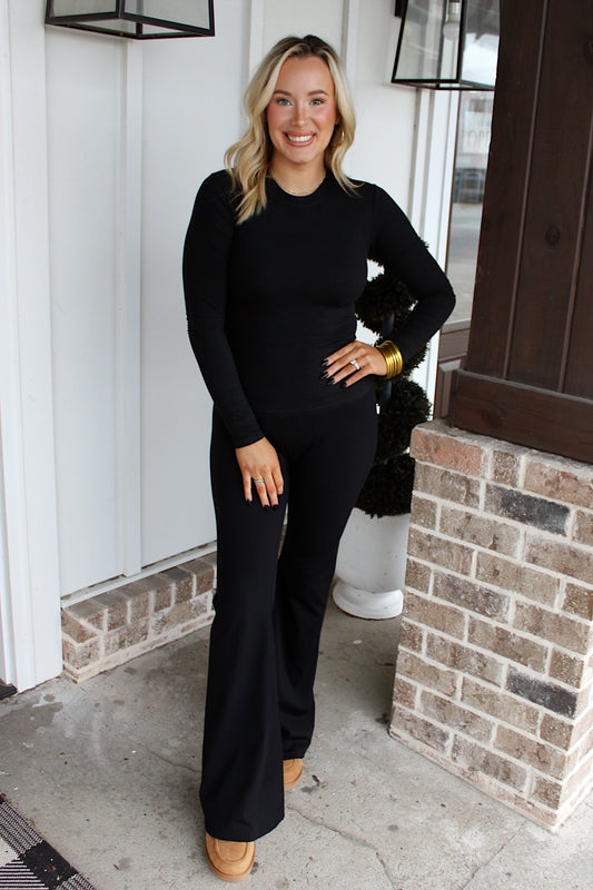 Soft Knit Jersey LS Tee - Black