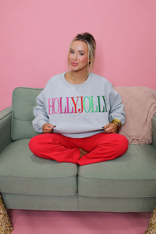 Holly Jolly Embroidered Sweatshirt