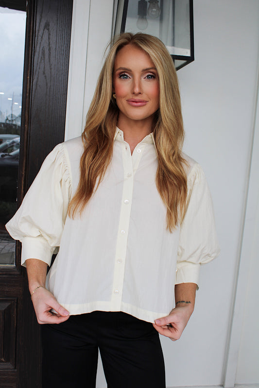The Delicate Button Down Blouse - Cream