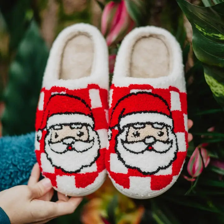 Santa Red Checkered Slippers