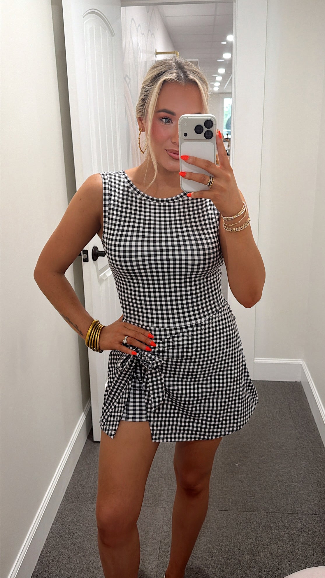 Gingham & Grace Tie Romper - Black