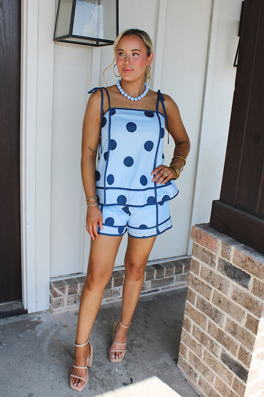 Blue Skies Polka Dot Set