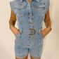 KARLIE | Denim Pocket Romper