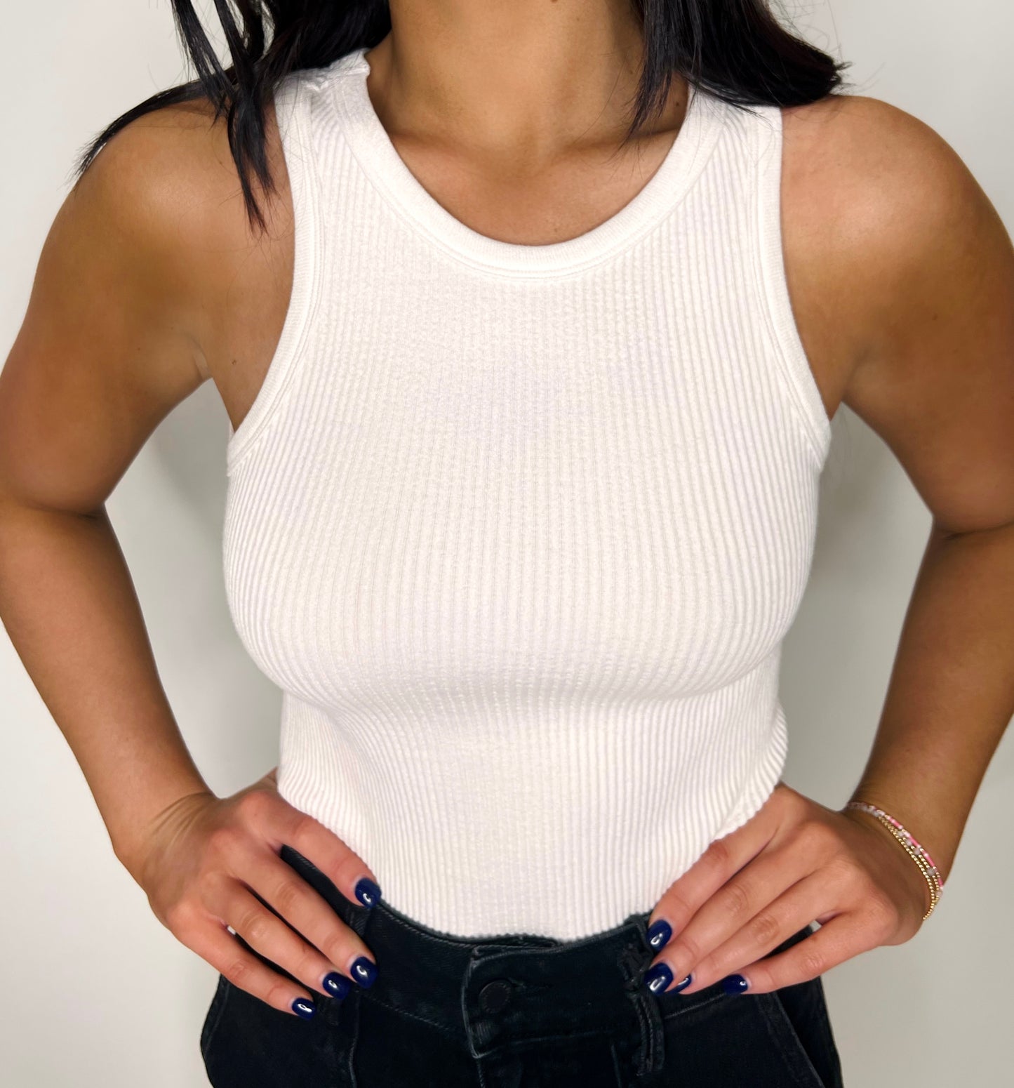 Sporty Spice Ribbed Bodysuit in White