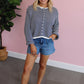 Button Down Cardigan - Navy/White