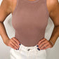 Sporty Spice Ribbed Bodysuit in Taupe