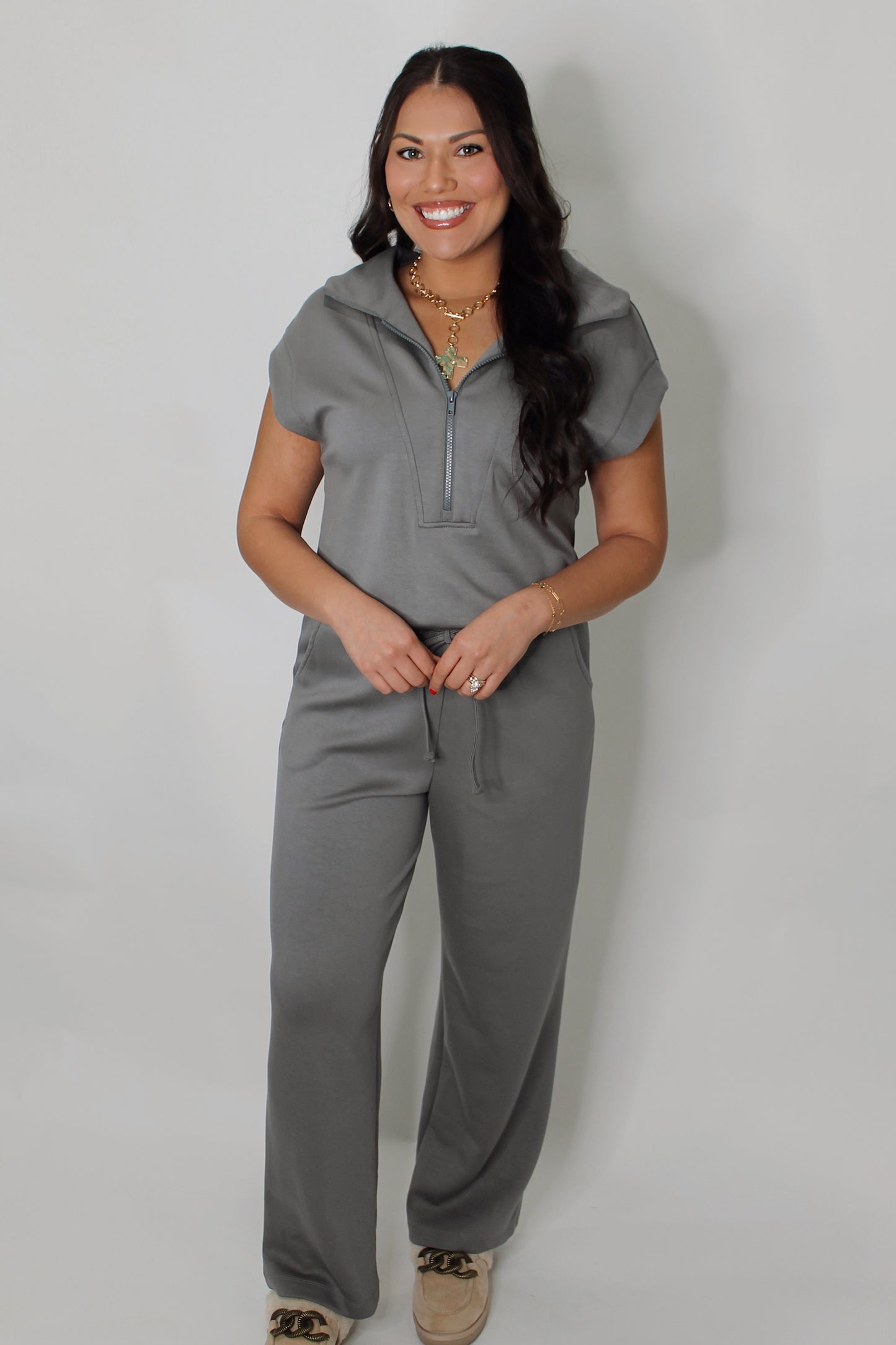 Slow Mornings Jumpsuit in Grey