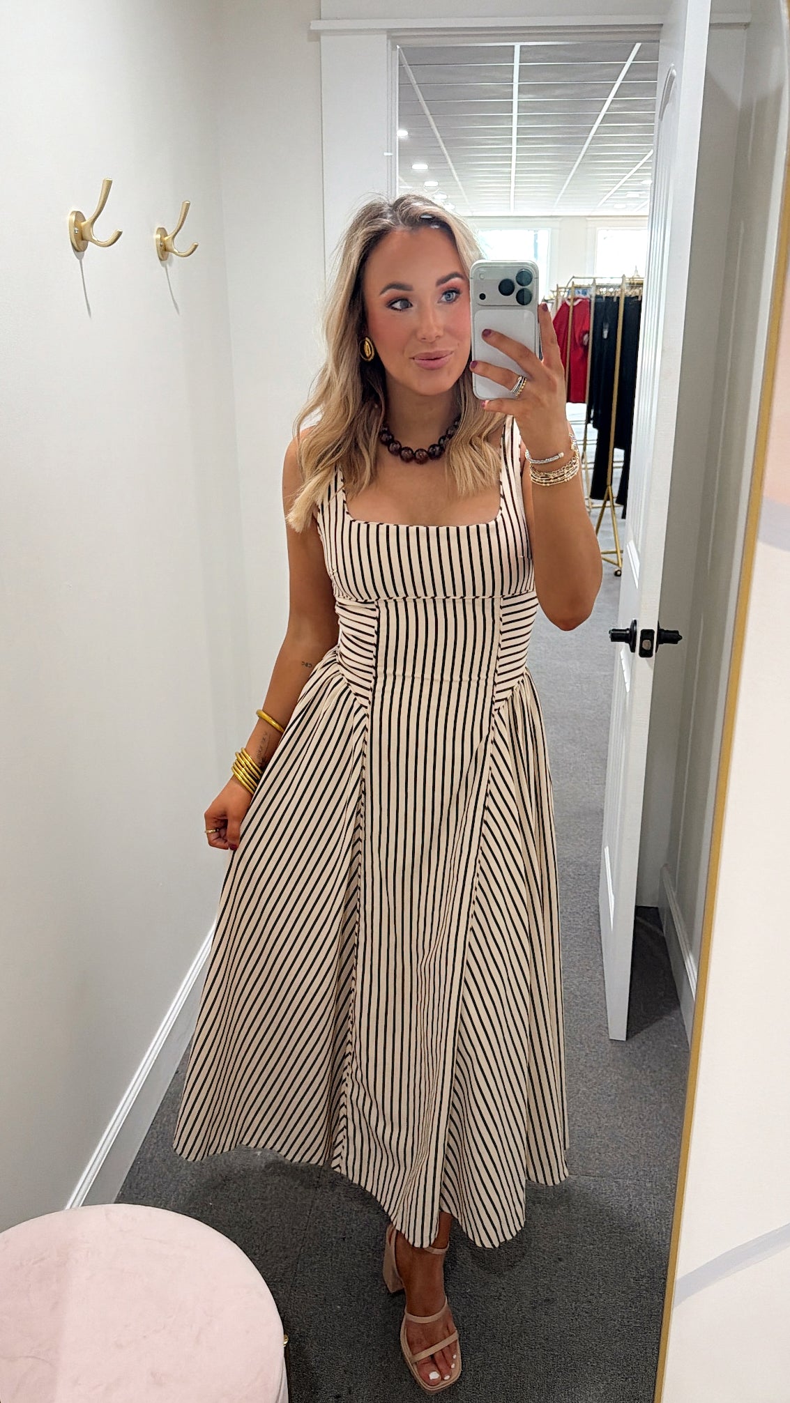 Chestnut Charm Stripe  Midi