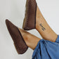The Anna Woven Flat - Brown