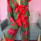 Plaid Open Bow Pajamas - Red/Green
