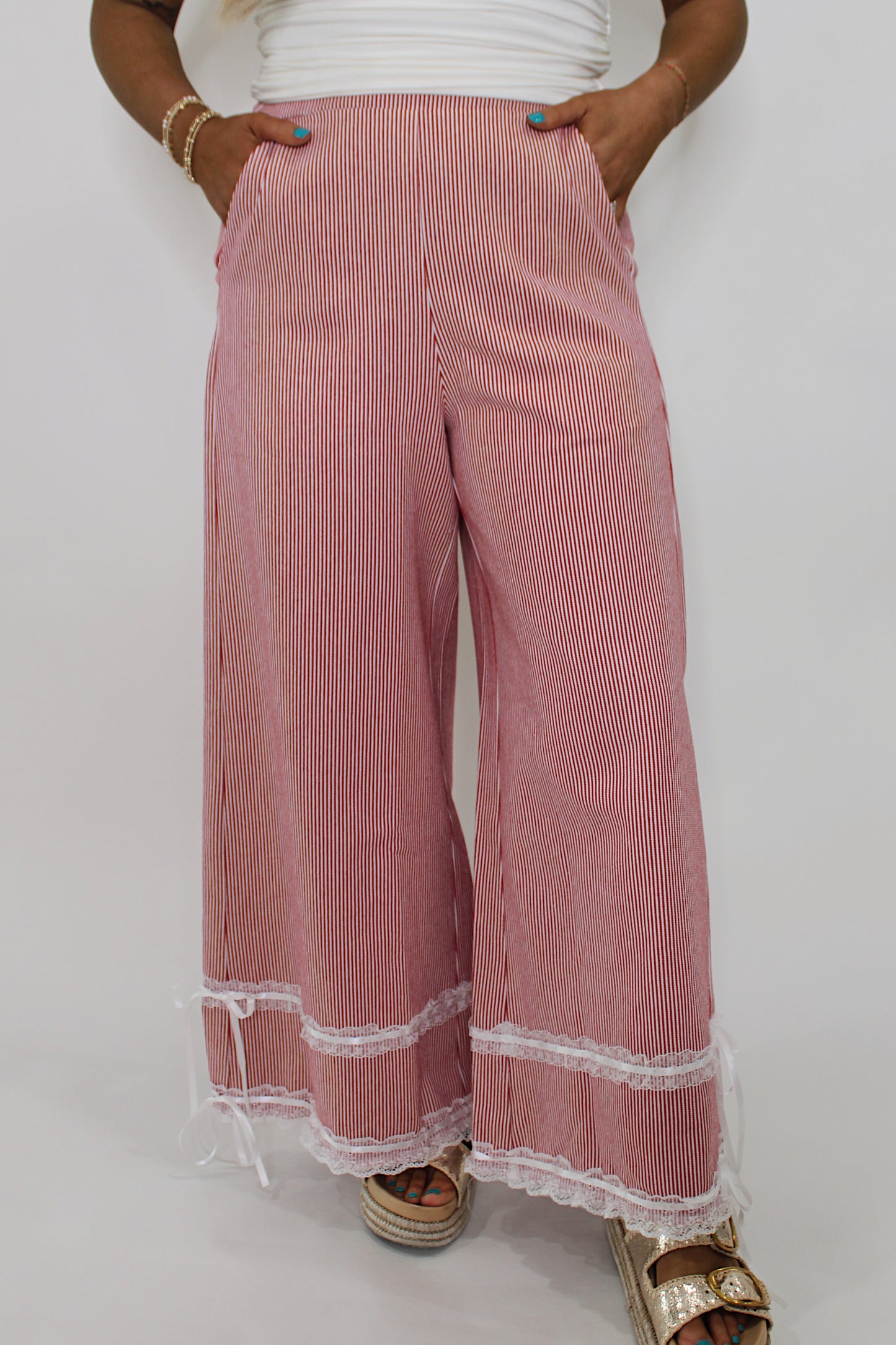 Pinstripe Pant - Red