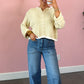Button Down Cardigan - Yellow/White