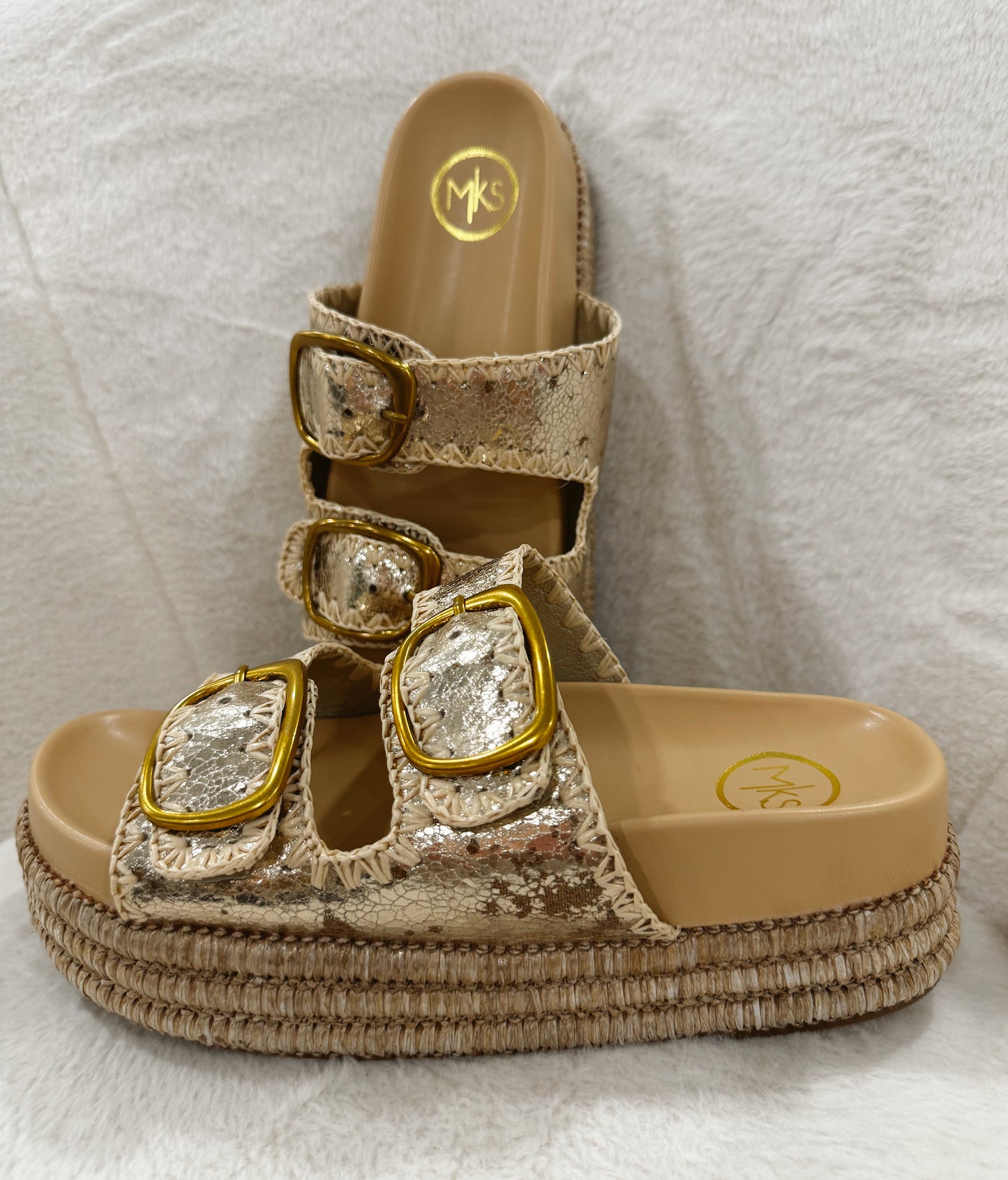 The Clara Gold Platform Sandal