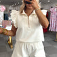 Scallop Shorts Set - Ecru