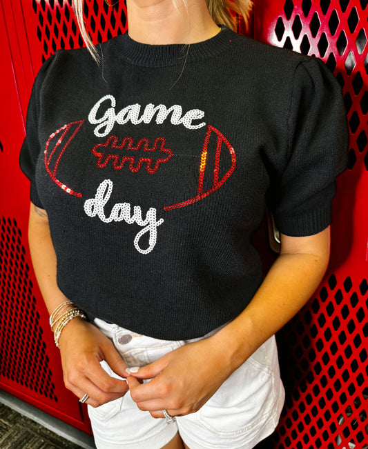 Red Sequin Football Top