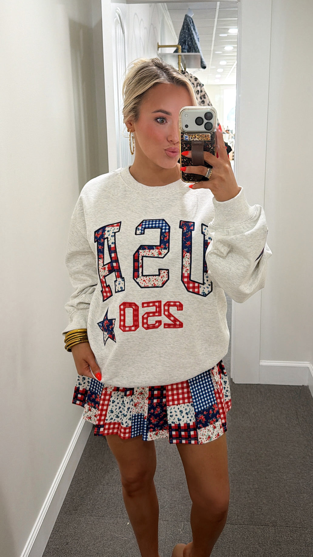 USA Patchwork Crew Neck