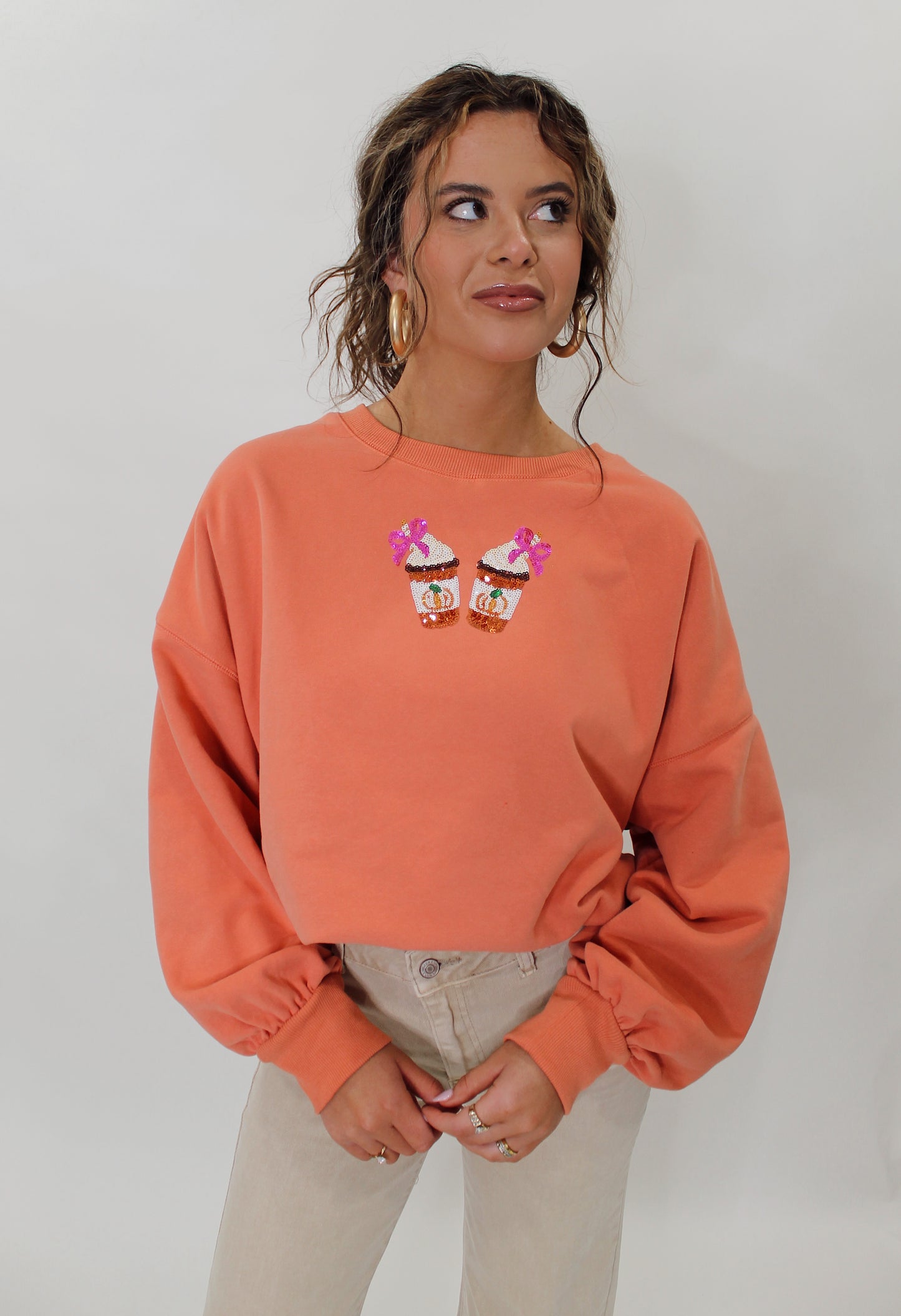 Pumpkin Latte Sequin Crewneck