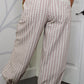 Striped Drawstring Jogger Pants - Oatmeal/Burgundy