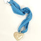Hart Designs | Blue Scarf Necklace w/ Heart Pendant
