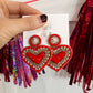 Heart Bead Earrings - RED