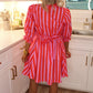 Lover's Lane Striped Dress - Pink/Red
