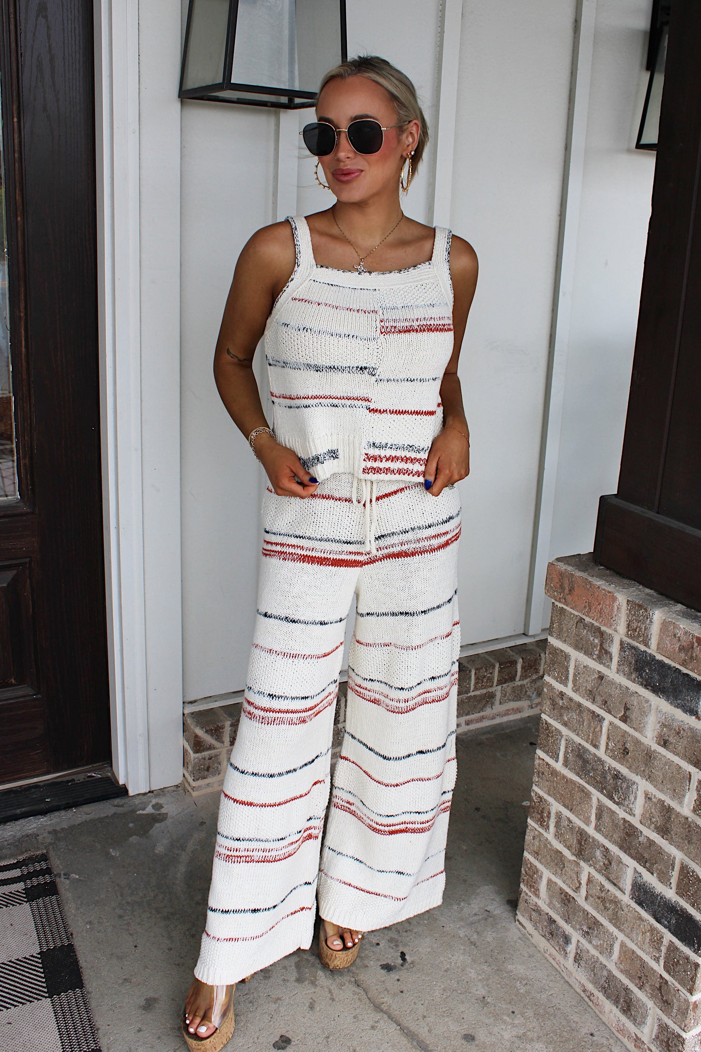 Coastal Stripe Knit Pant Set