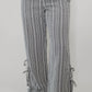 Gingham Side Slit Bow Ruffle Pant