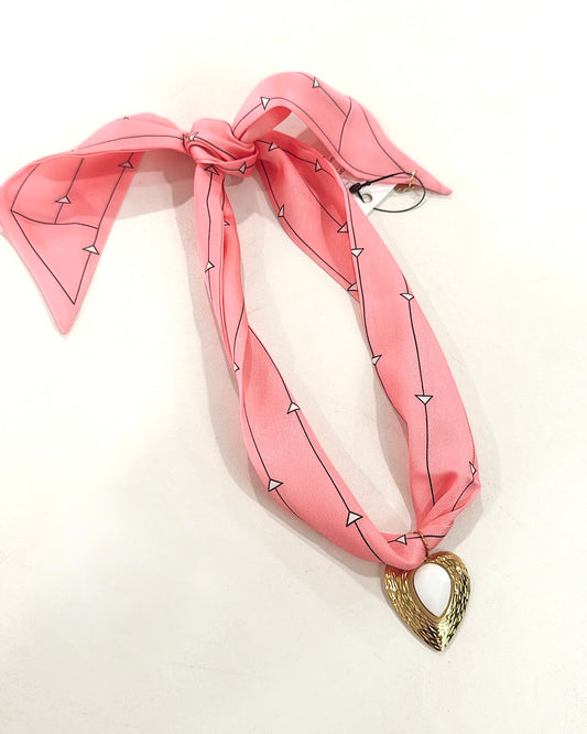 Hart Designs | Pink Gold & White Heart Scarf Necklace
