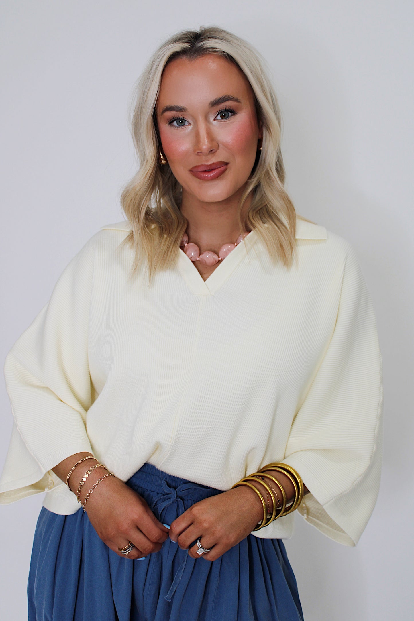 Spring Reset V Neck - Cream