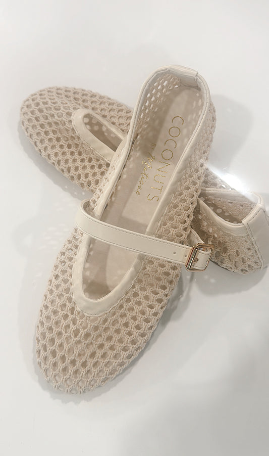 The Anna Woven Flats - Ivory