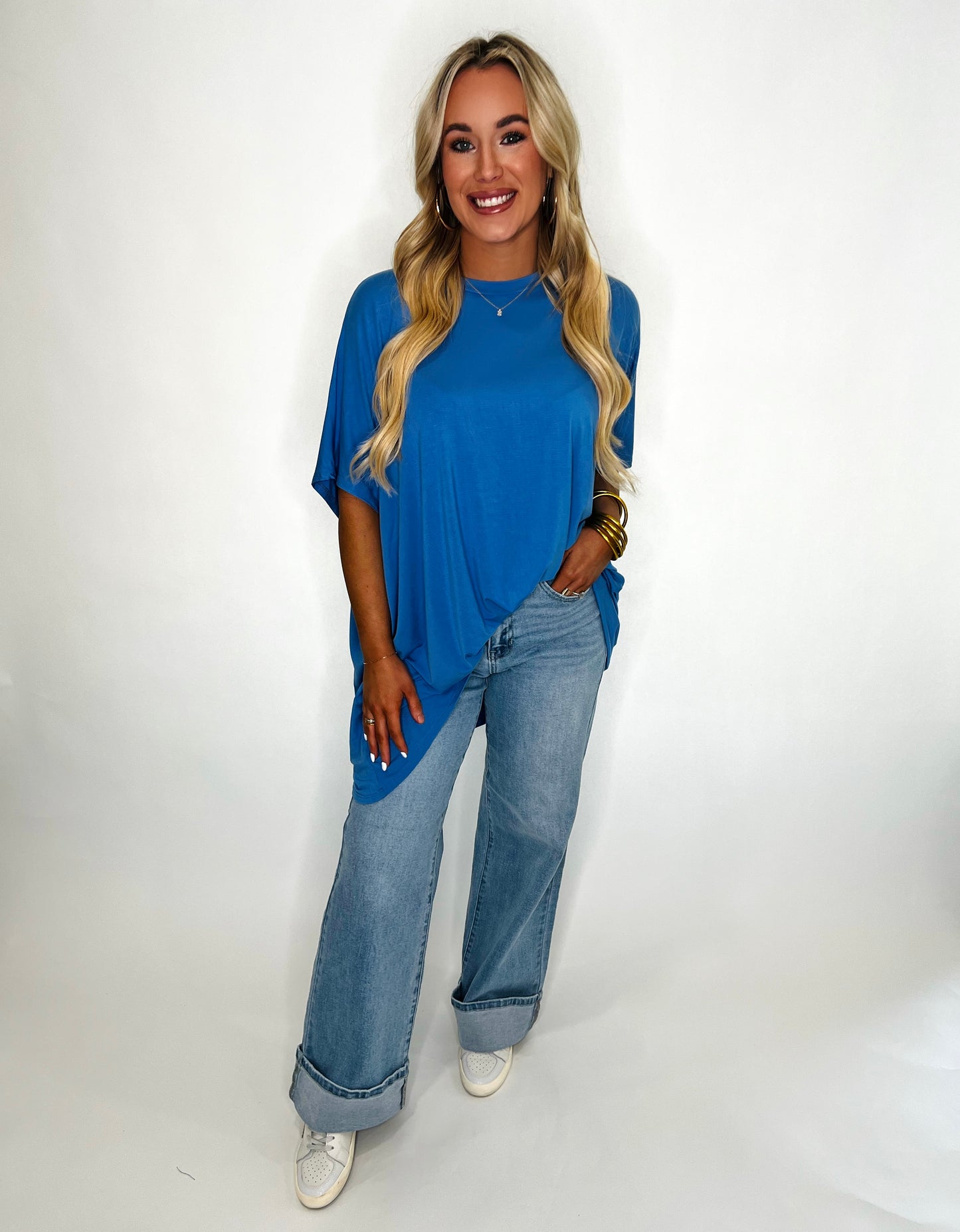 ADRIENNE | Go For Comfort Oversized Shirt in Electric Blue