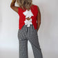 Gingham Ruffle Pant - Black