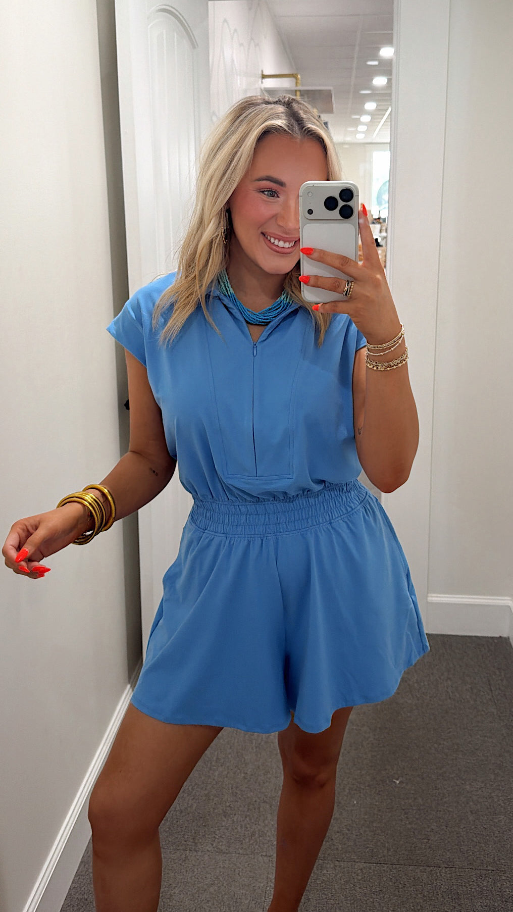 Weekend Stroll Romper - Blue