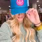 Hot Pink Lightening Face Trucker Hat - BLUE