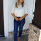 Cream Crewneck Knit Top