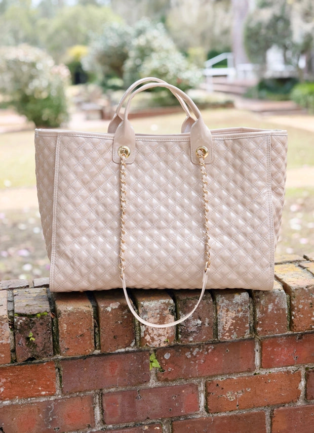 CAROLINE HILL | Nude Patent Melissa Tote Bag