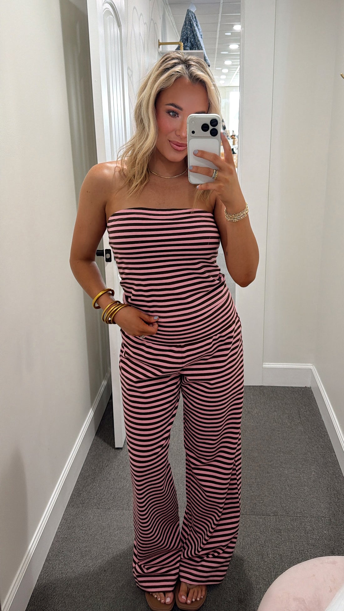 Weekend Away Pant Set - Pink/Brown