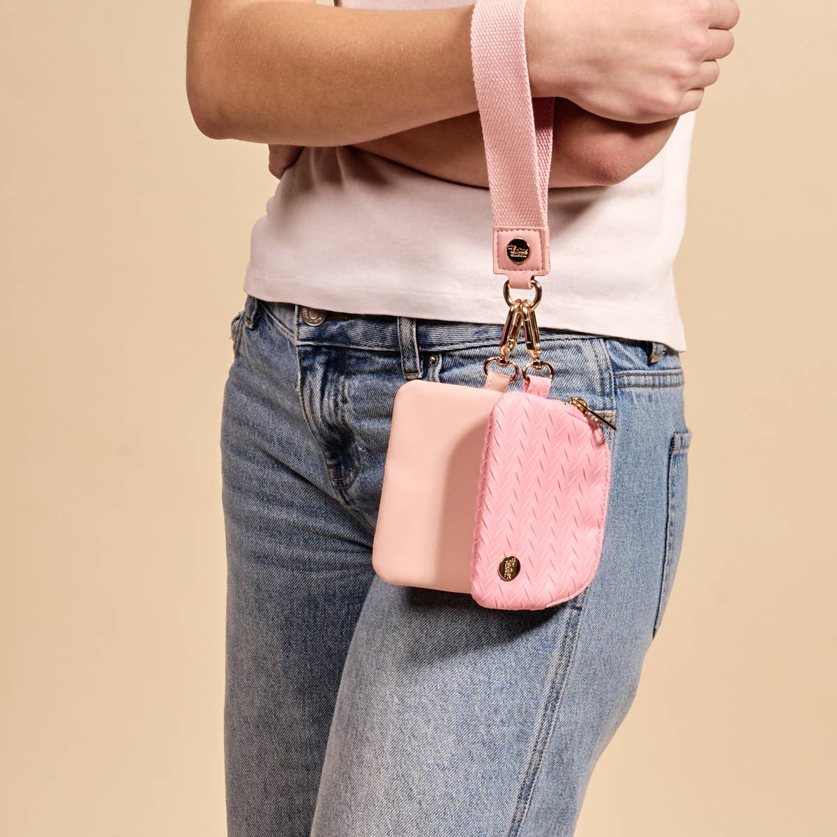 Dynamic Duo Pouch Luxe Wristlet–Blush
